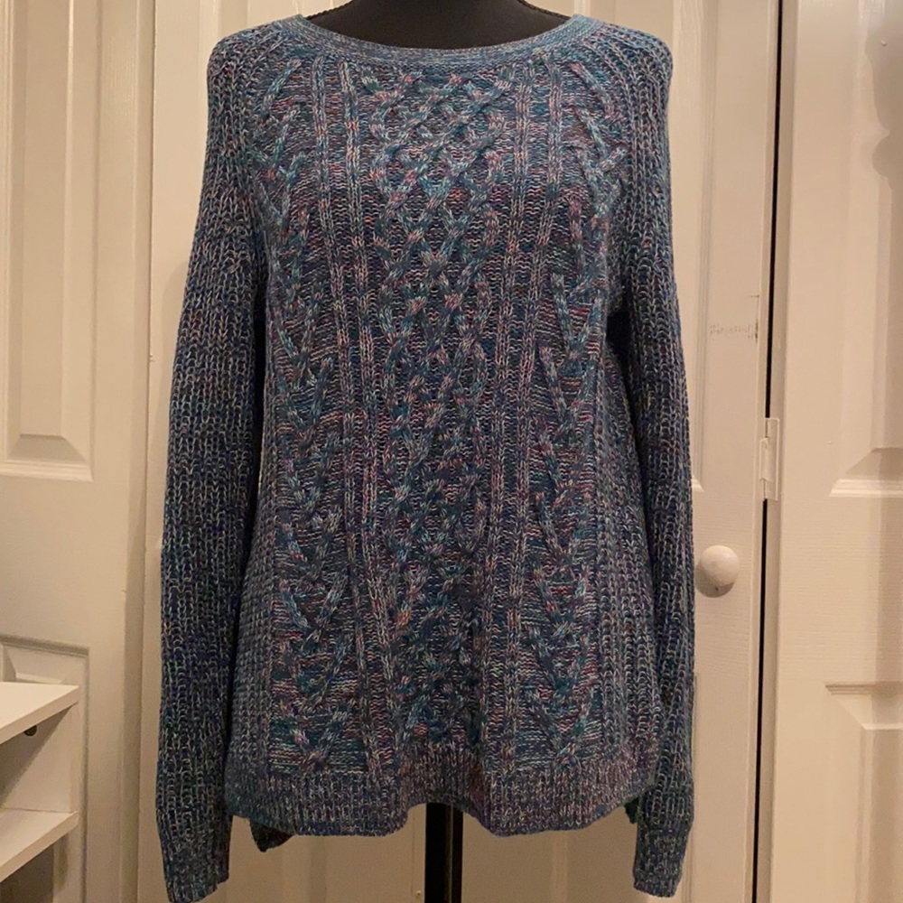 Faded glory | oversize knit sweater | blue/multicolor | small